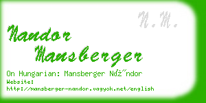 nandor mansberger business card